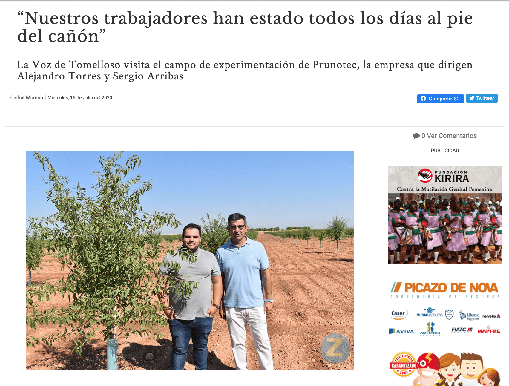 La Voz de Tomelloso visita nuestro campo de experimentación